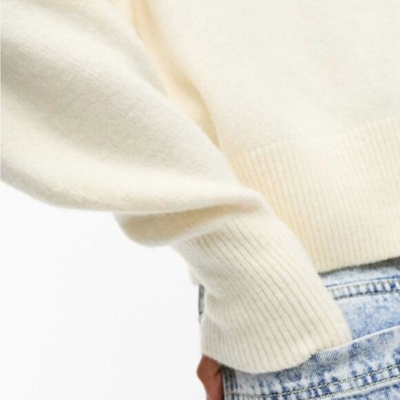 & Other Stories Anthropologie Cream Mock Neck Sweater Sz L - Picture 3 of 8